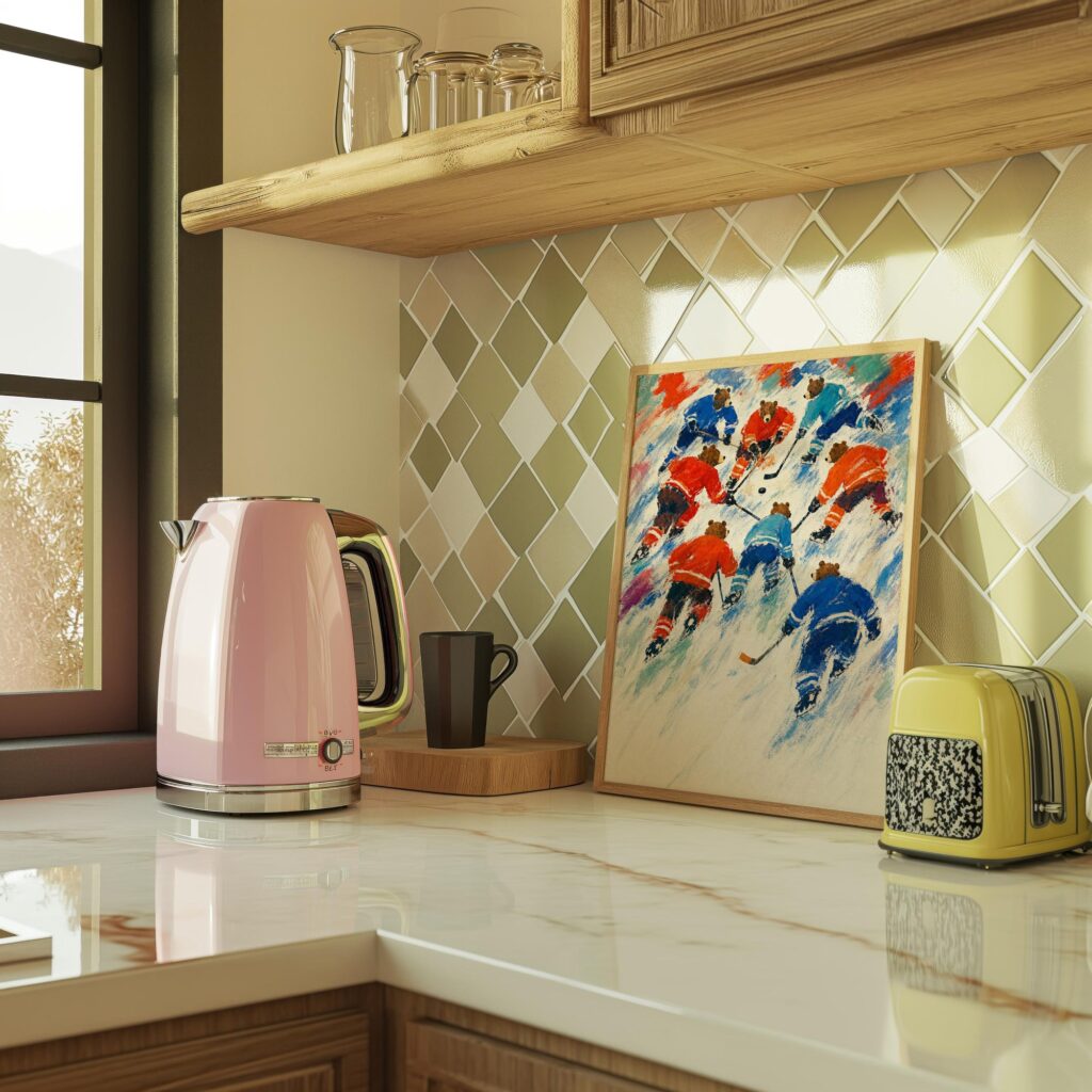 Bears Playing Ice Hockey Print