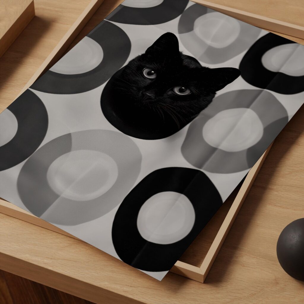 Black Cat Bathroom Art Print