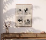 Black Cat Bathroom Print Set