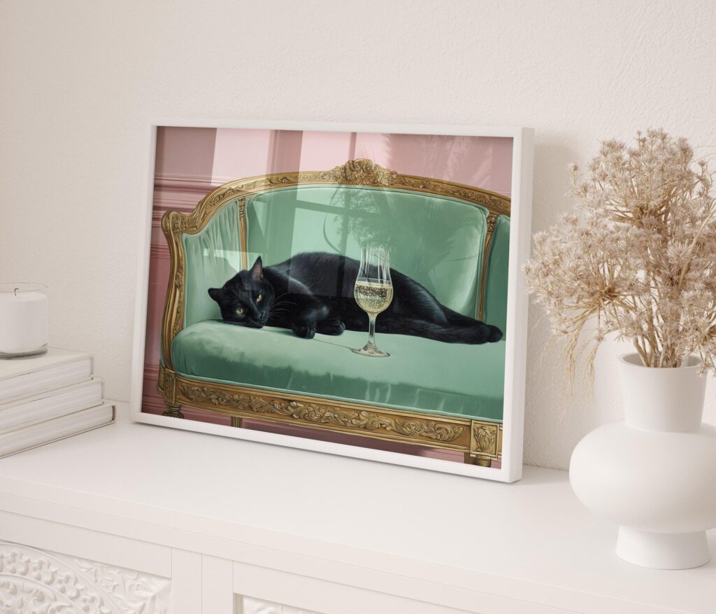 Black Cat Champagne Poster