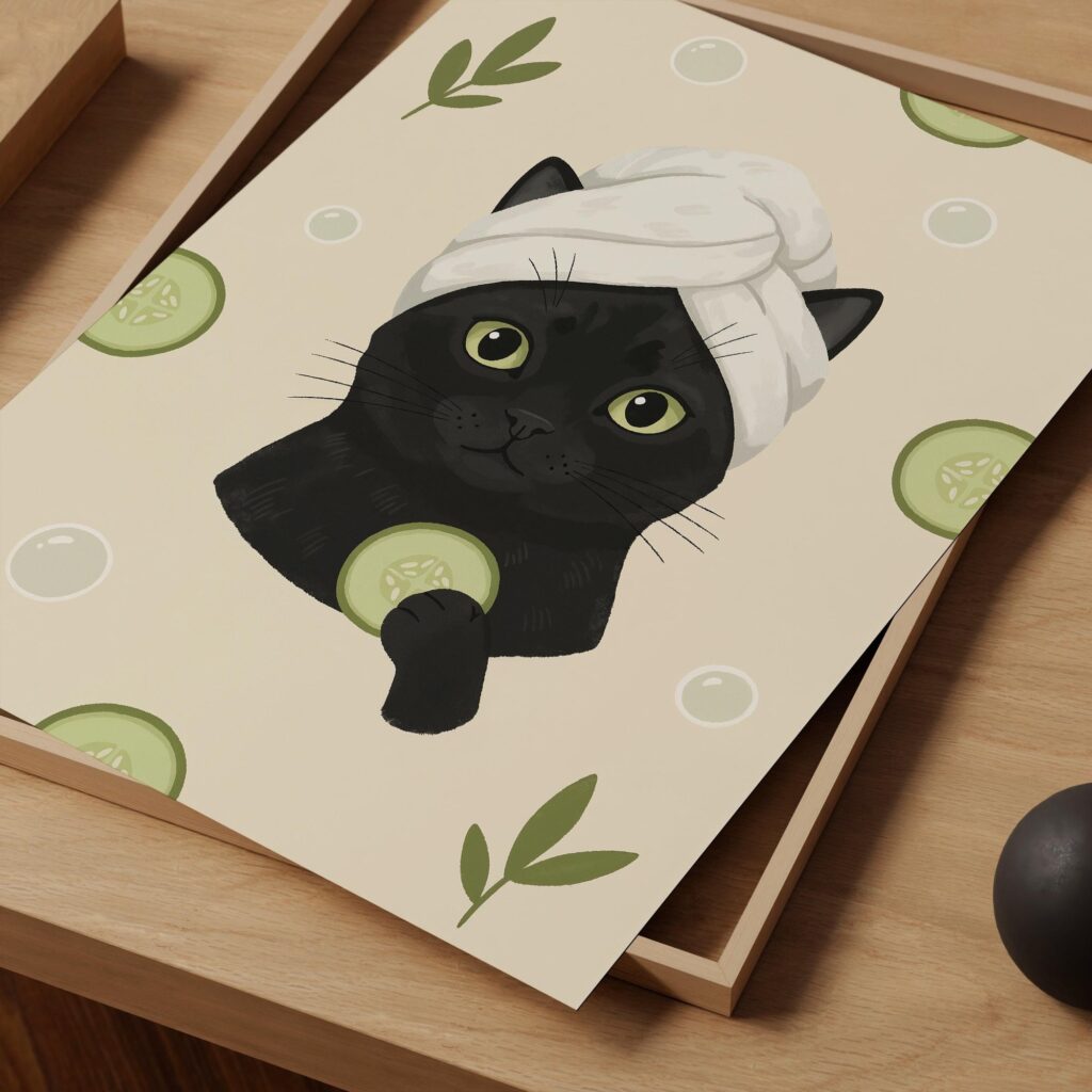 Black Cat Spa Day Print