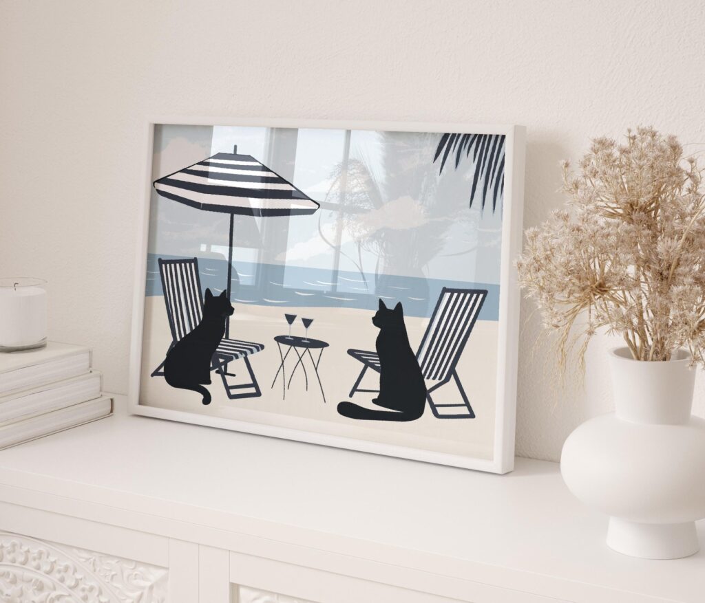 Black Cats Beach Print