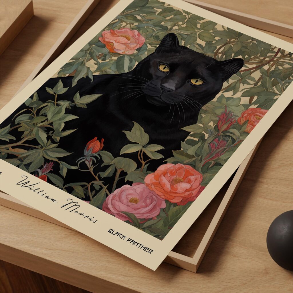 Black Panther Roses Art Print