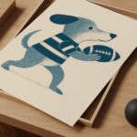 Blue Puppy Football Nursery Print