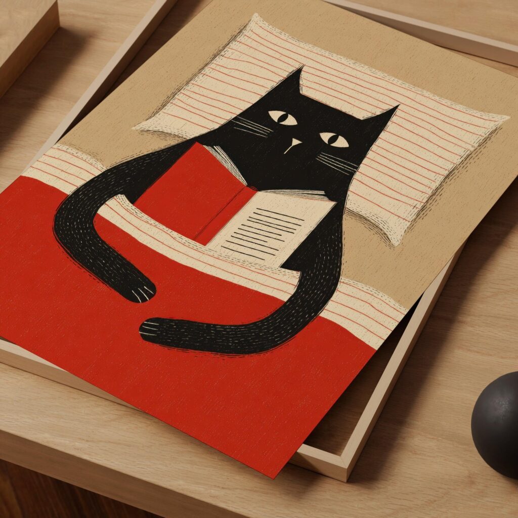 Book Cat Print