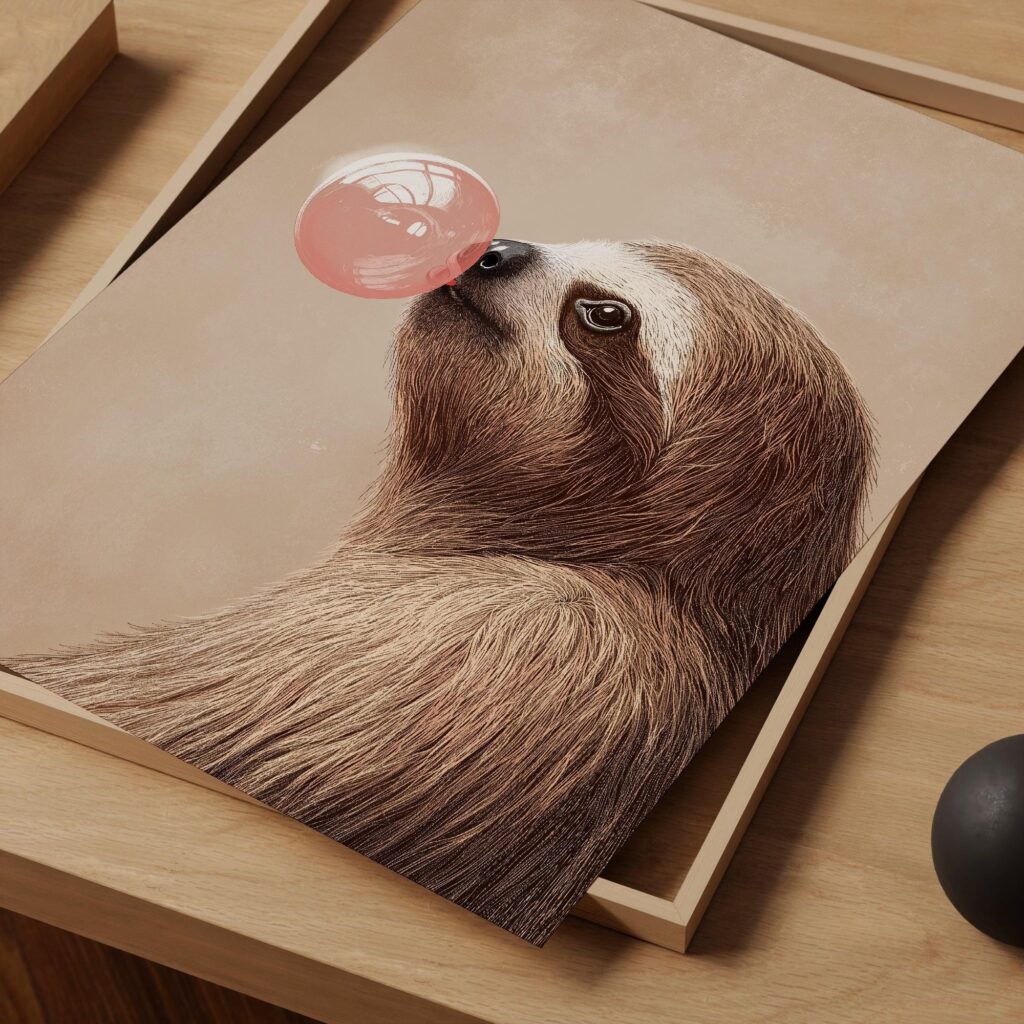 Bubblegum Sloth Wall Art