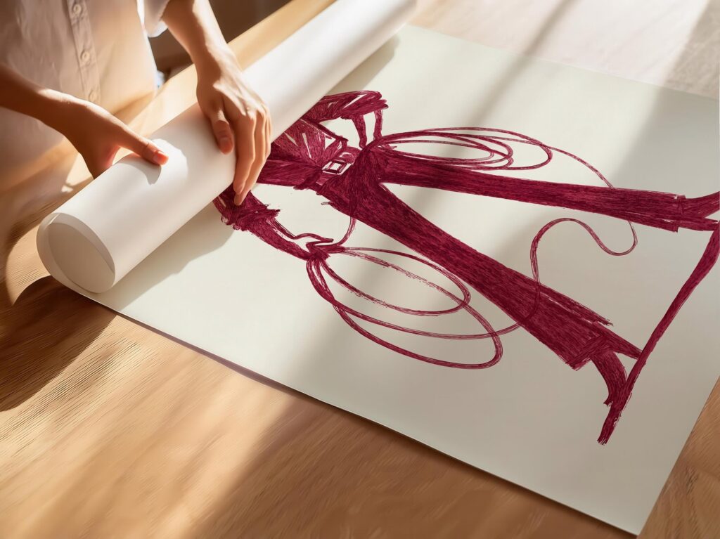 Burgundy Cowboy Sketch Art Print