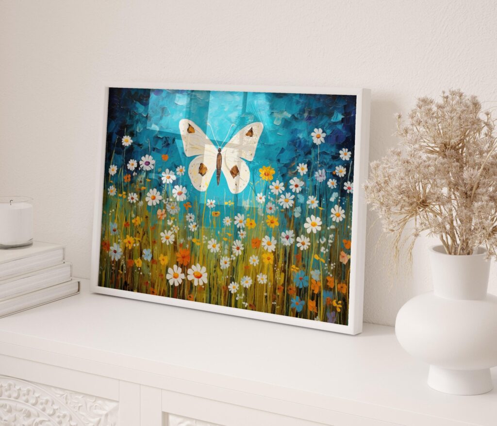 Butterfly and Flowers Print