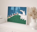 Cat Surf Shark Art Print