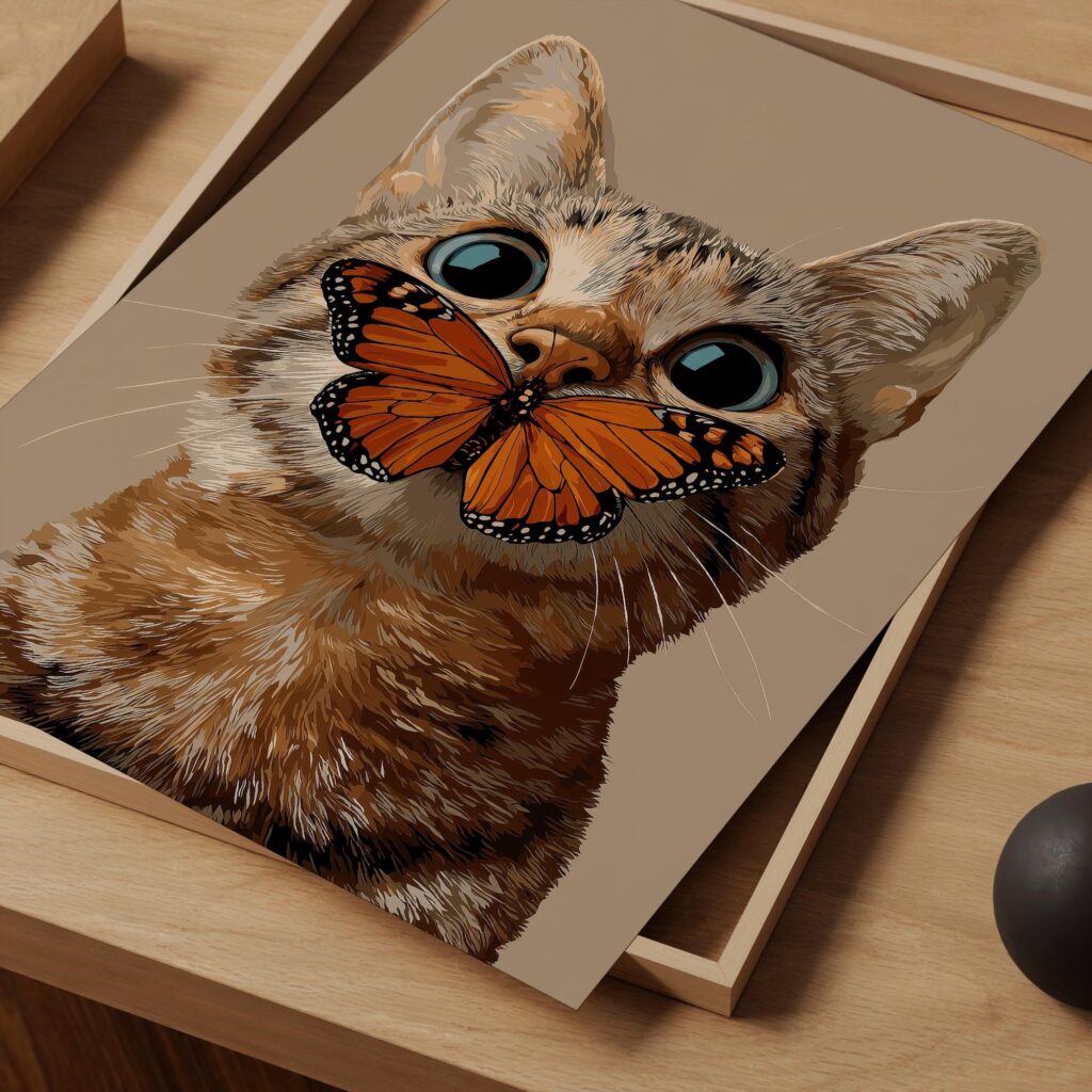 Cat with Butterfly Art Print