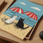 Cats on Beach Art Print