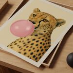 Cheetah Blowing Bubblegum Print