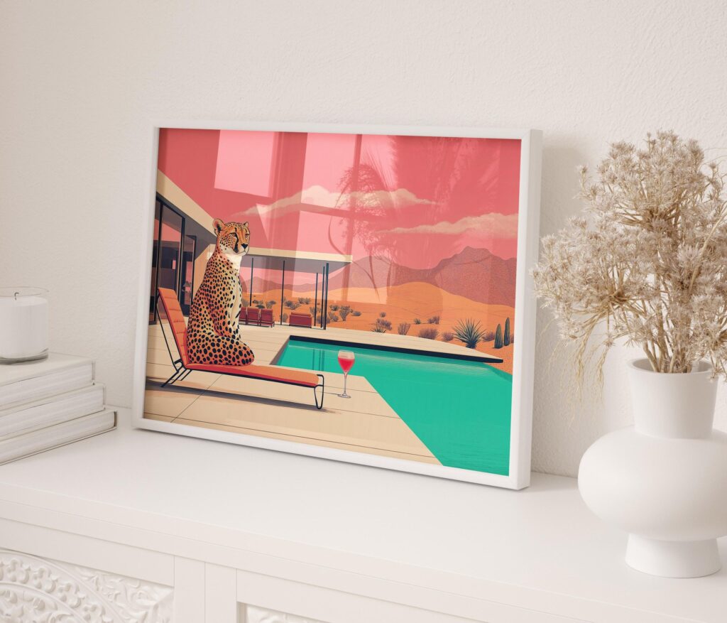 Cheetah Poolside Art Print