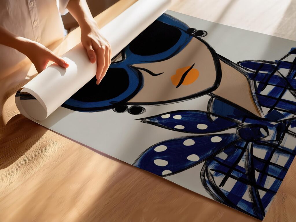 Chic Fashion Cowgirl In Blue Sunglasses Wall Art