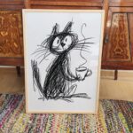Coffee Scribble Cat Print