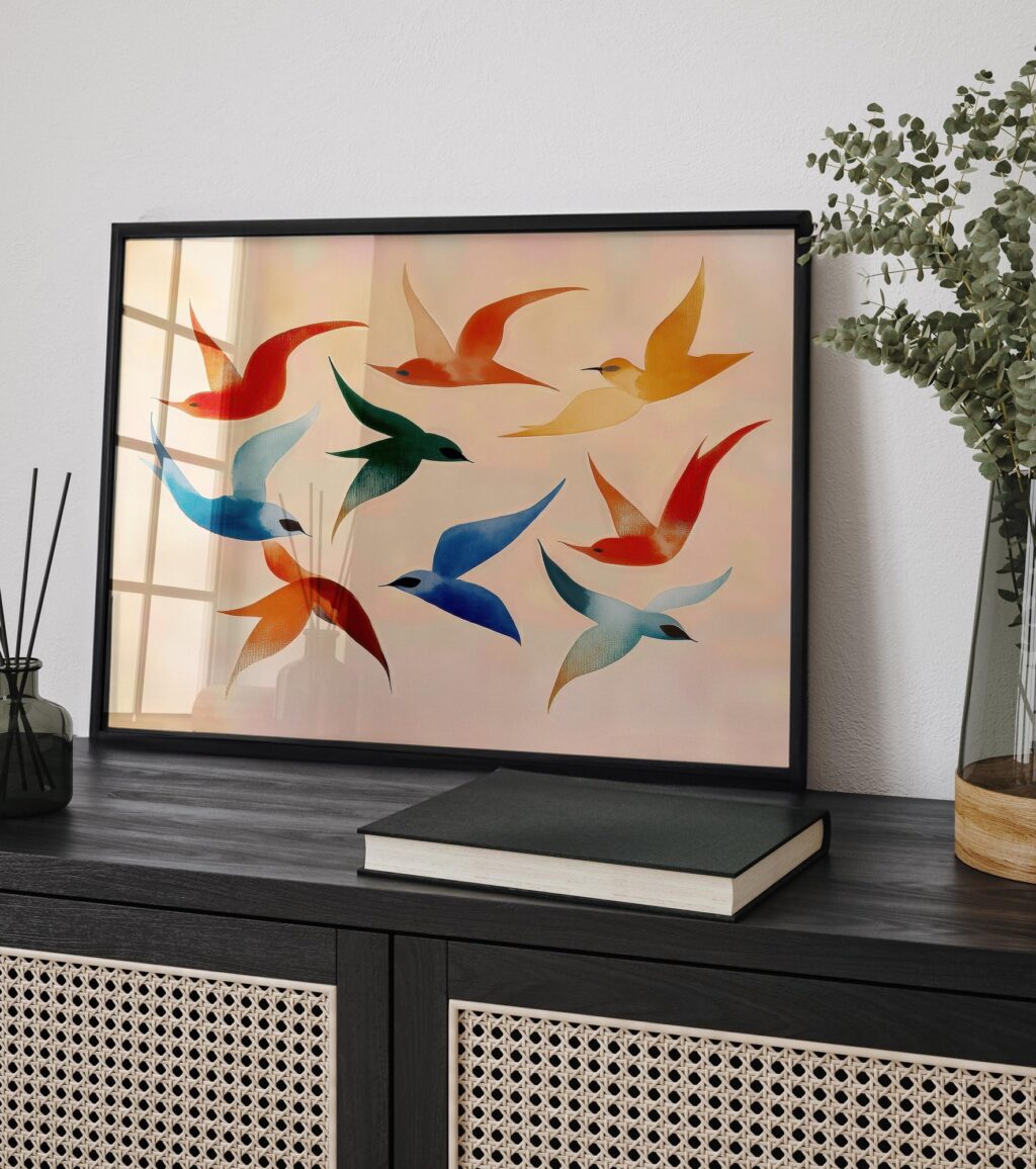 Colorful Swallow Birds Print