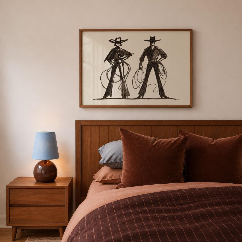 Cowboy and Cowgirl with Lassos Print