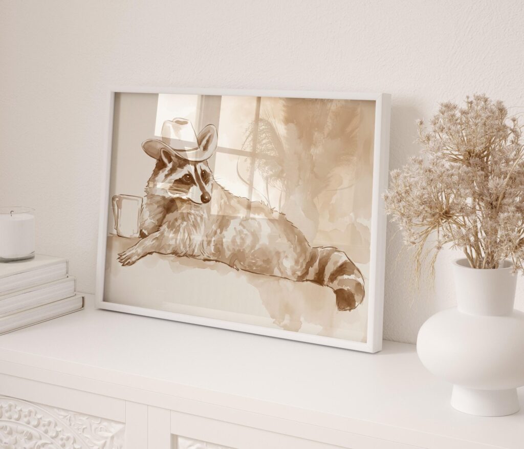 Cowboy Raccoon Watercolor Print