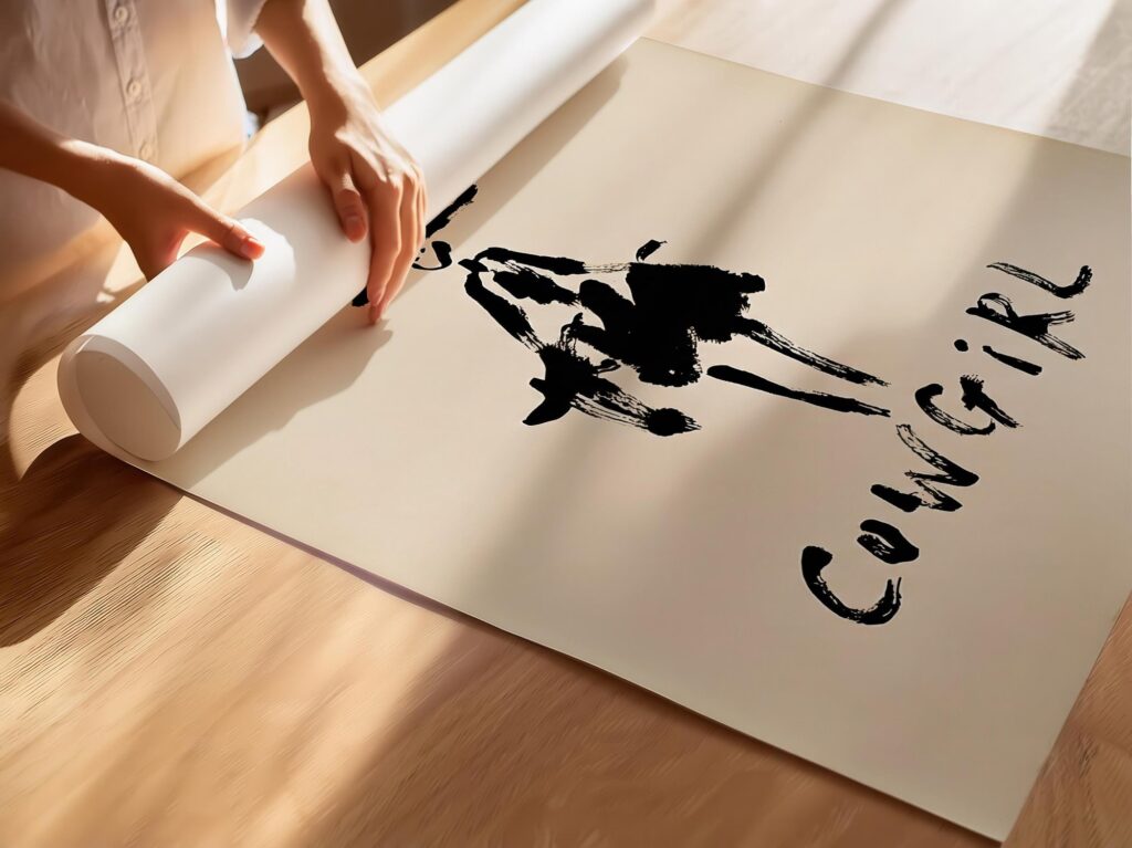Cowgirl Black Ink Line Art Print