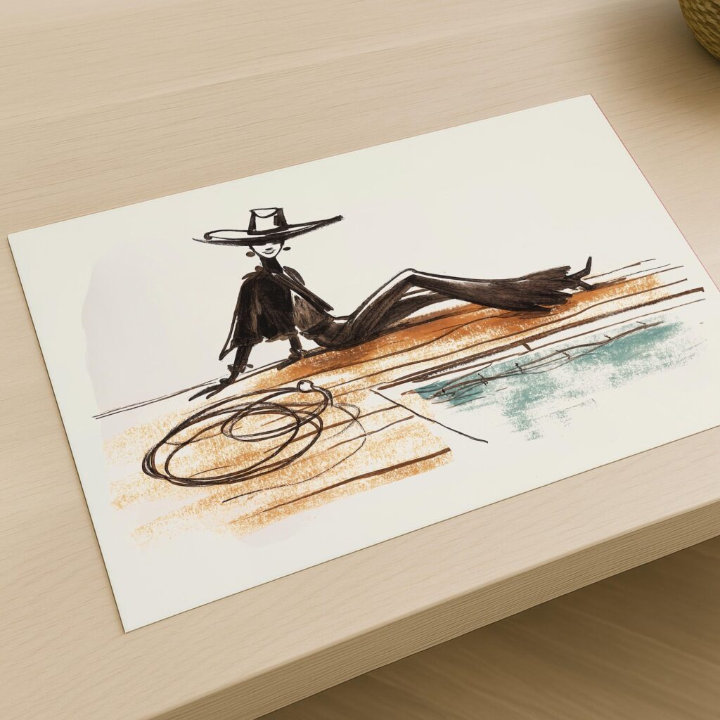 Cowgirl By The Pool Art Print