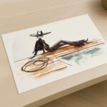 Cowgirl By The Pool Art Print