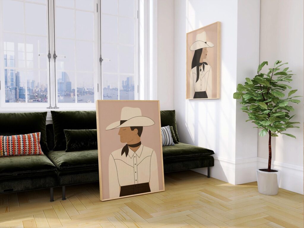 Cowgirl & Cowboy Love Set of 2 Prints
