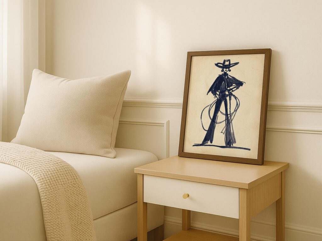 Cowgirl Lasso Navy Ink Print
