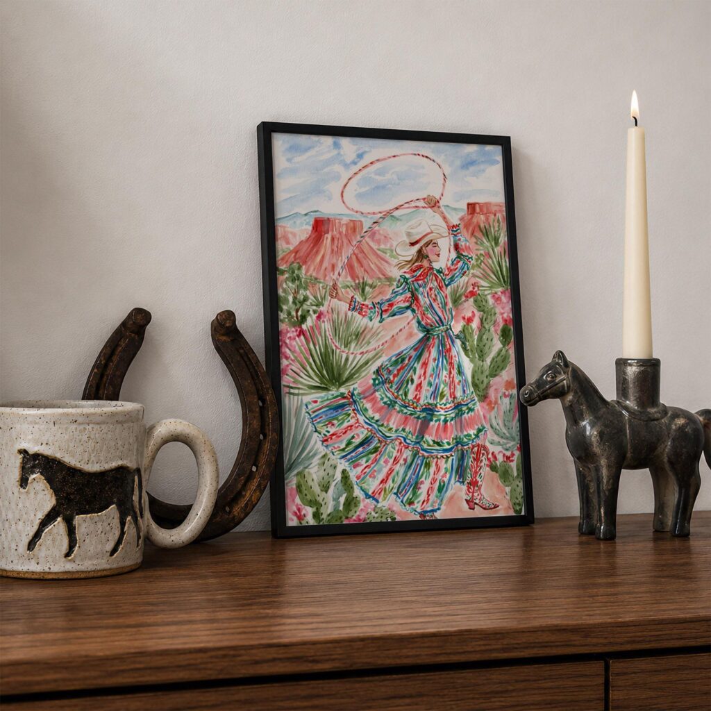 Cowgirl Lasso Western Desert Print