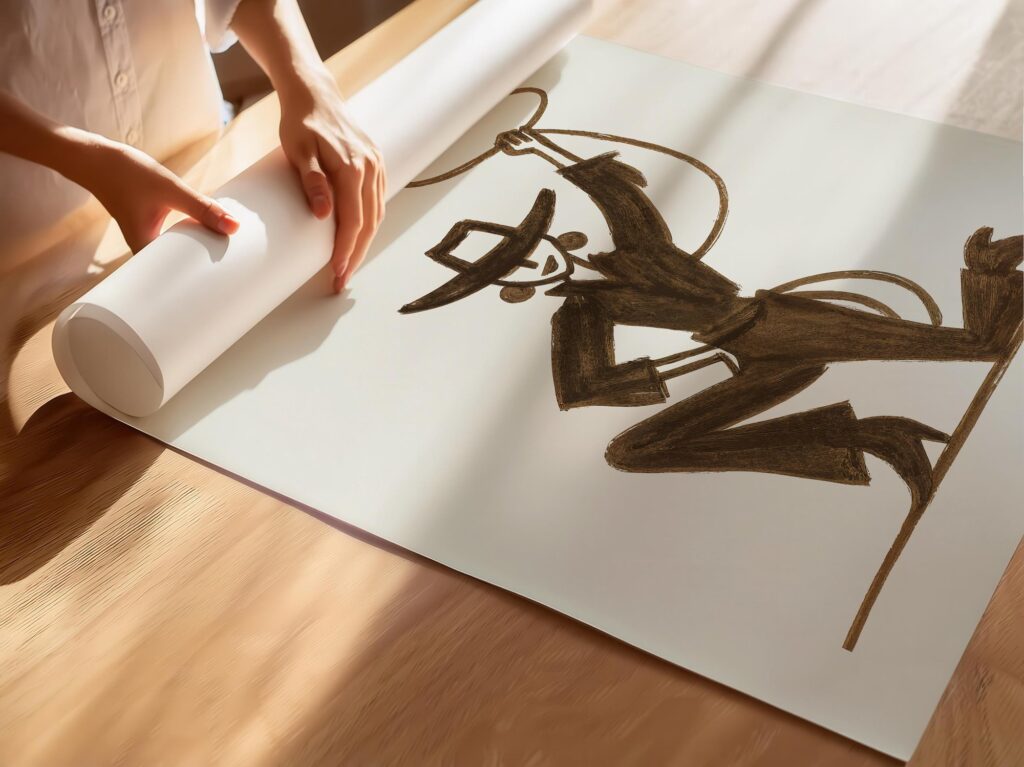 Cowgirl Lasso Silhouette Modern Western Art Print Woman Poster