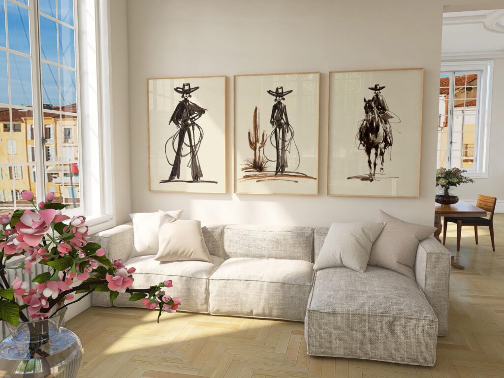 Cowgirl Line Art Print Set