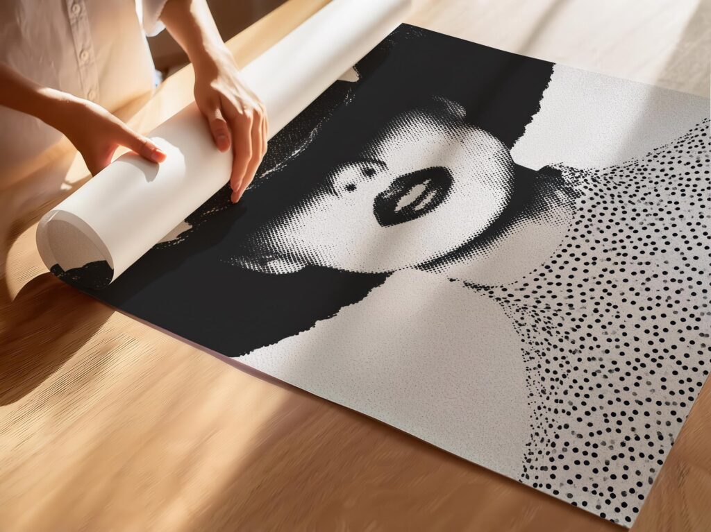 Cowgirl with Hat Fashion Half Tone Print