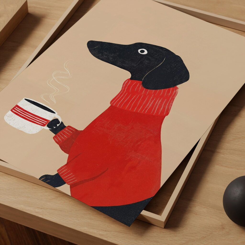 Dachshund Coffee Art Print