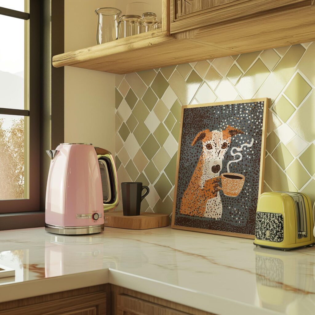 Dog Drinking Coffee Wall Art