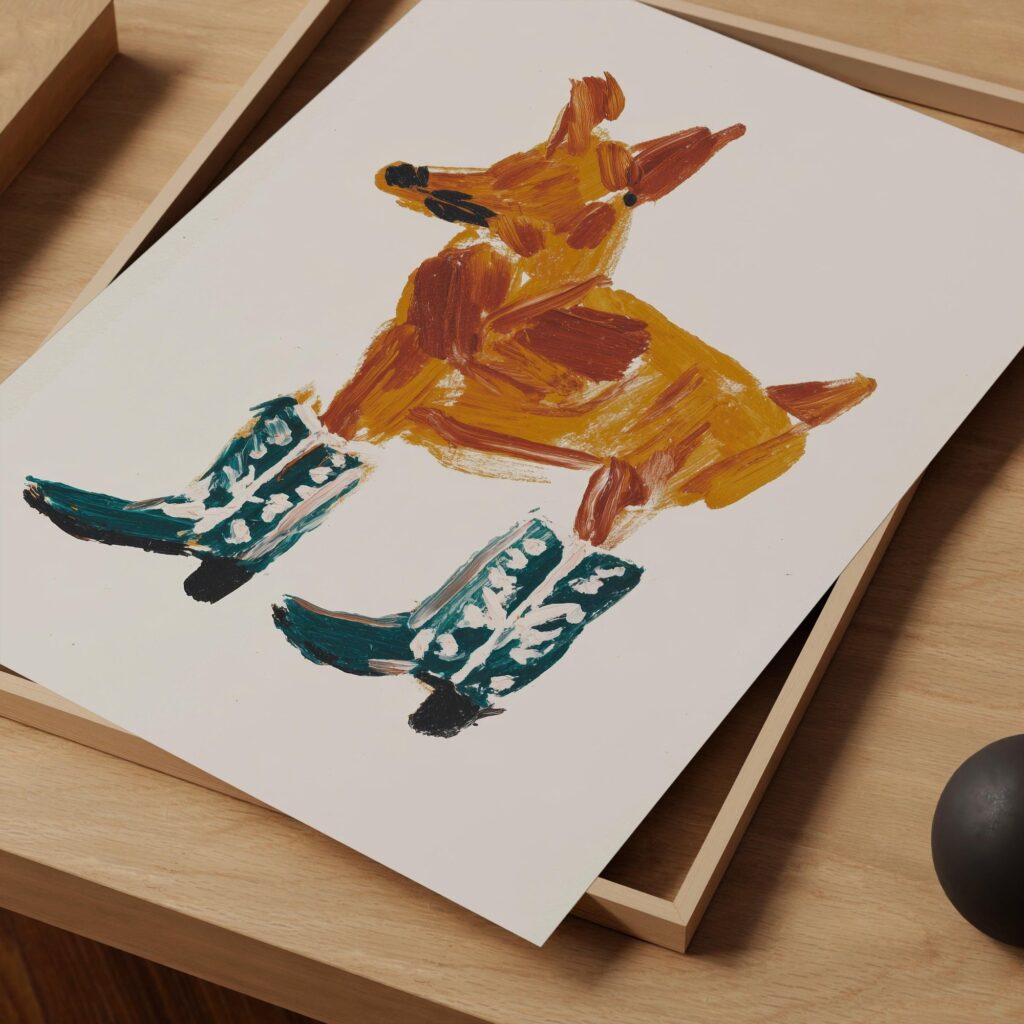 Dog in Cowgirl Boots Print