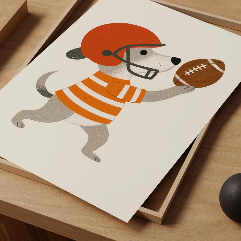 Dog Playing Football Poster