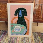 Dog with Coffee Print