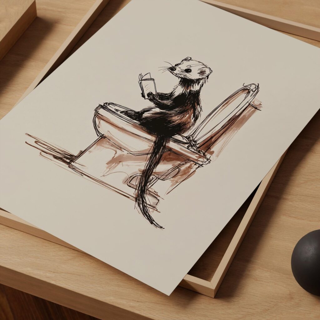 Ferret Bathroom Art Print