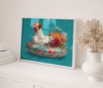 Floral Chicken Hen Maximalist Print