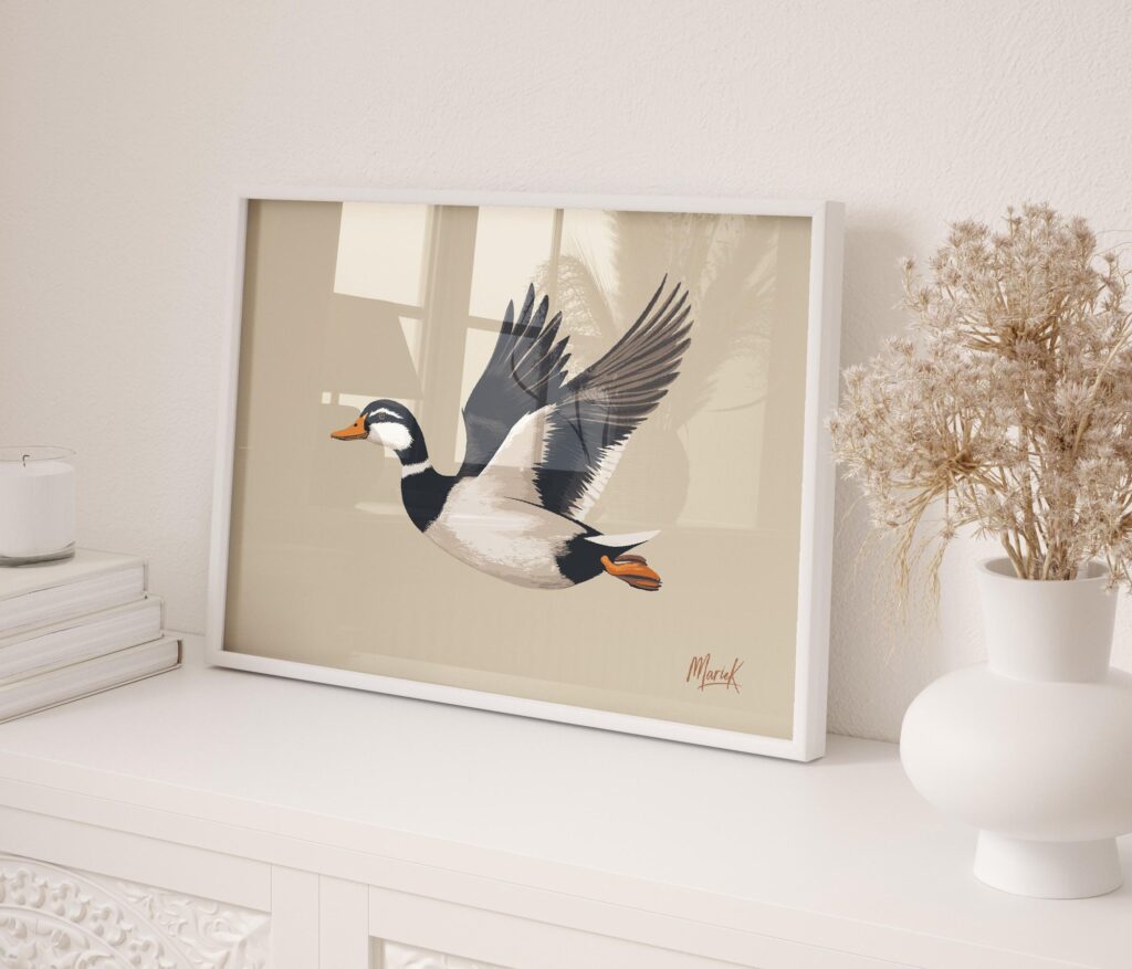 Flying Indian Runner Duck Art Print