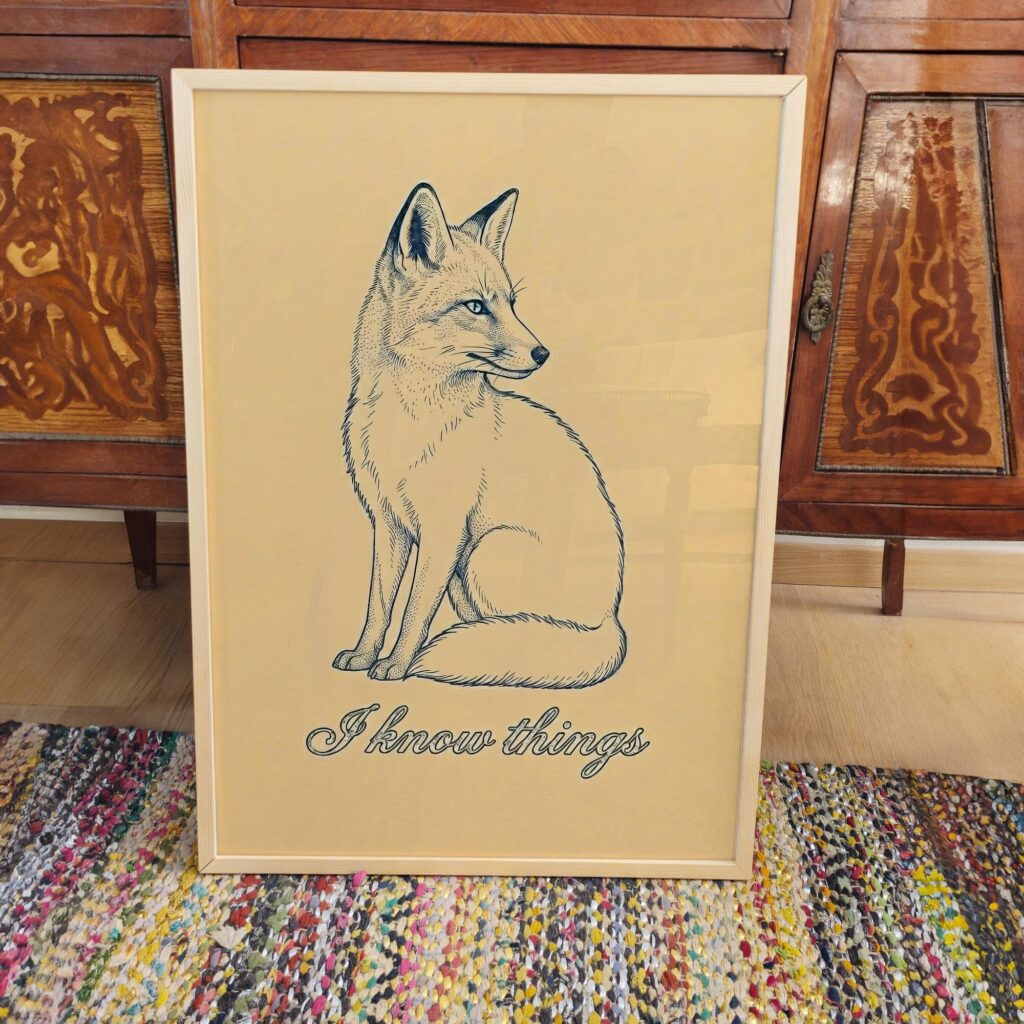 Fox I Know Things Vintage Ink Illustration Art Print