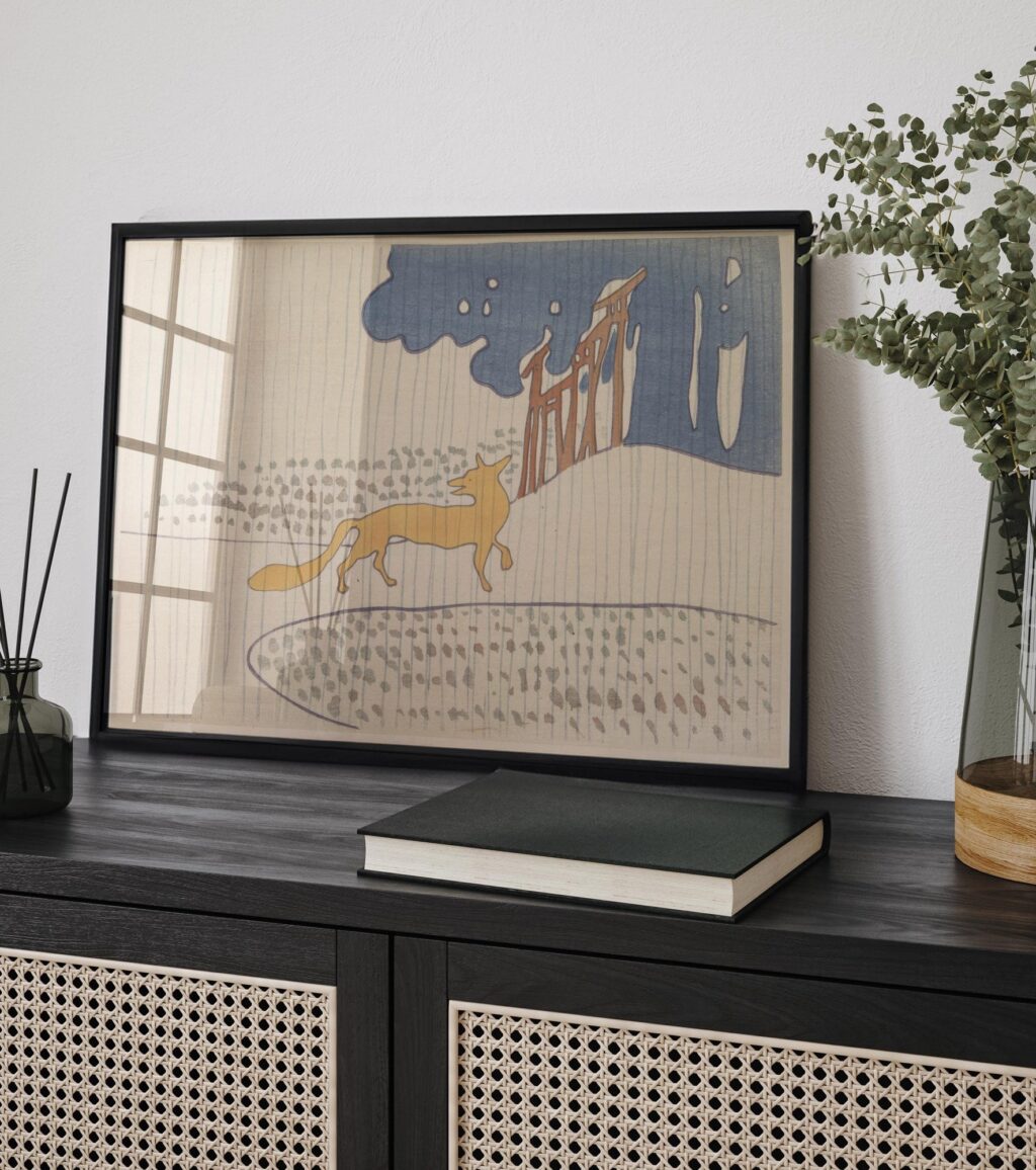 Fox in the Rain Nursery Art Print