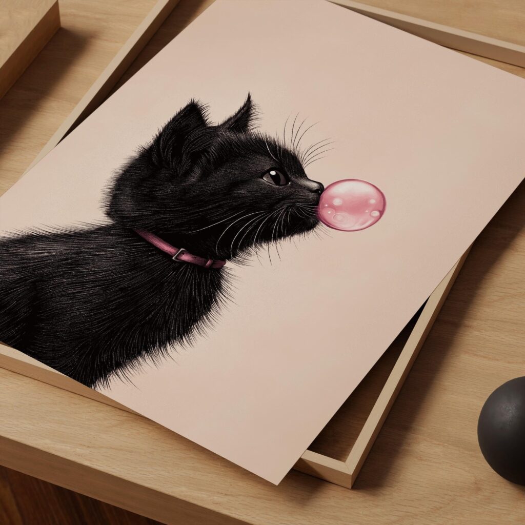 Funny Black Cat Print