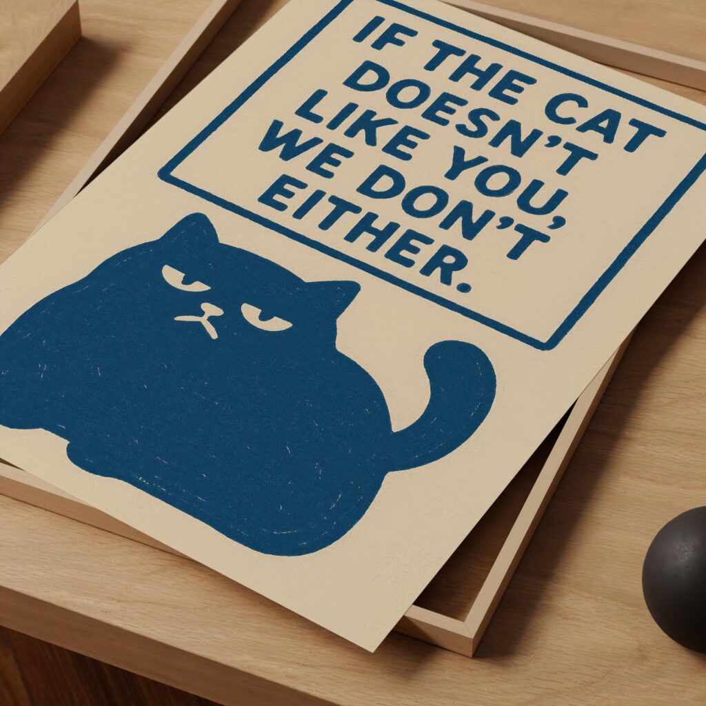 Funny Cat Entry Sign Wall Art