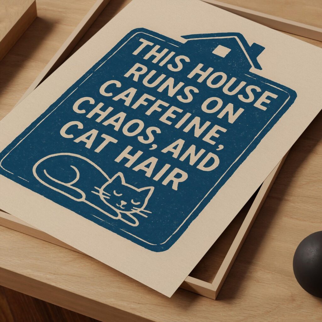 Funny Cat House Print