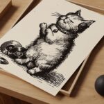 Funny Cat With Headphones Print
