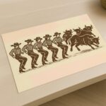 Funny Cowboys and Bulls Line Dance Print