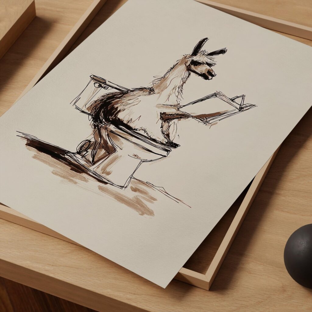 Funny Llama Bathroom Art Print