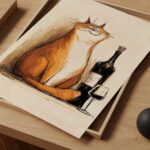 Funny Orange Cat Wine Poster