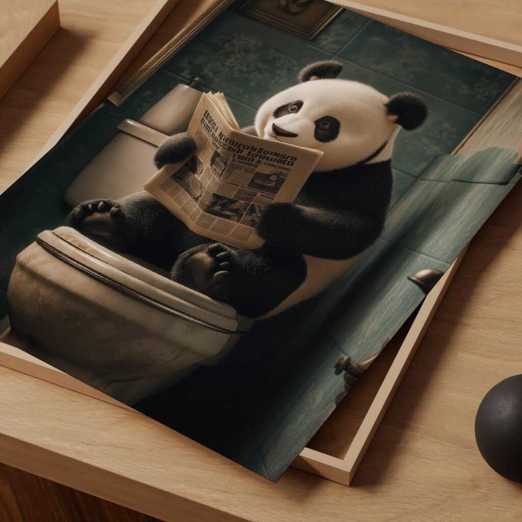 Funny Panda Bathroom Print