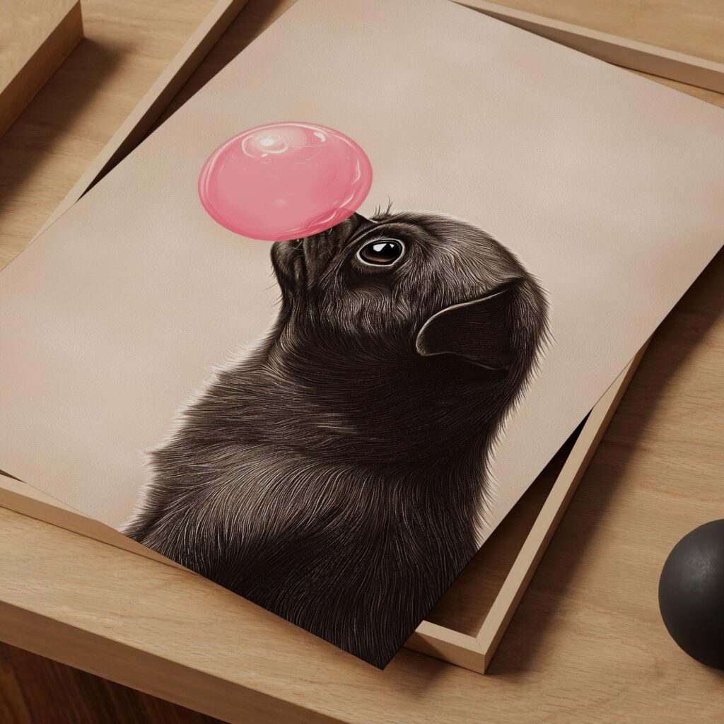 Funny Pug Bubble Gum Print